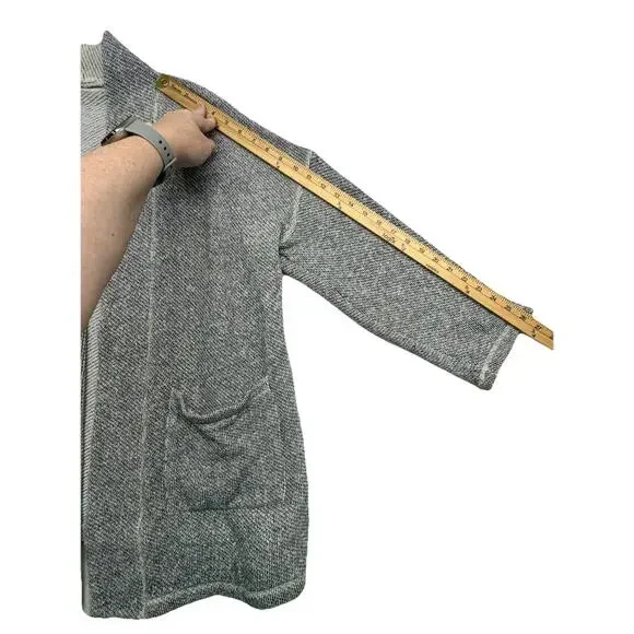 Eileen Fisher Size M Grey Heather Organic Cotton Terry Shawl Collar Jacket - Picture 6 of 8